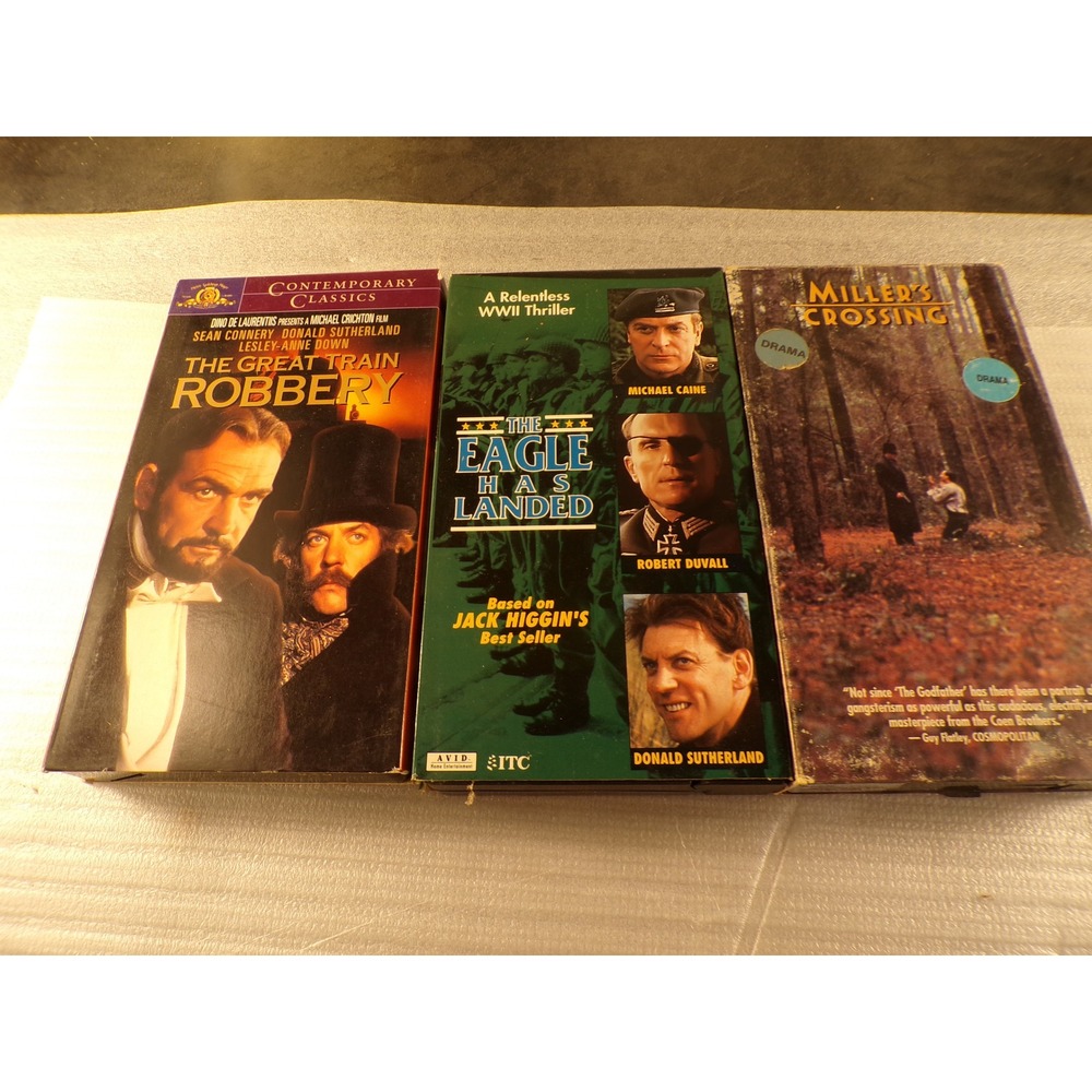 VHS Movie Bundle The Great Train Robbery The Eagle Has Landed Miller's Crossing